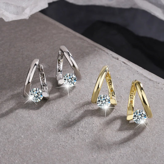 リュクスジルコンワンポイントフープピアス　ゴールド／シルバー【予約商品】