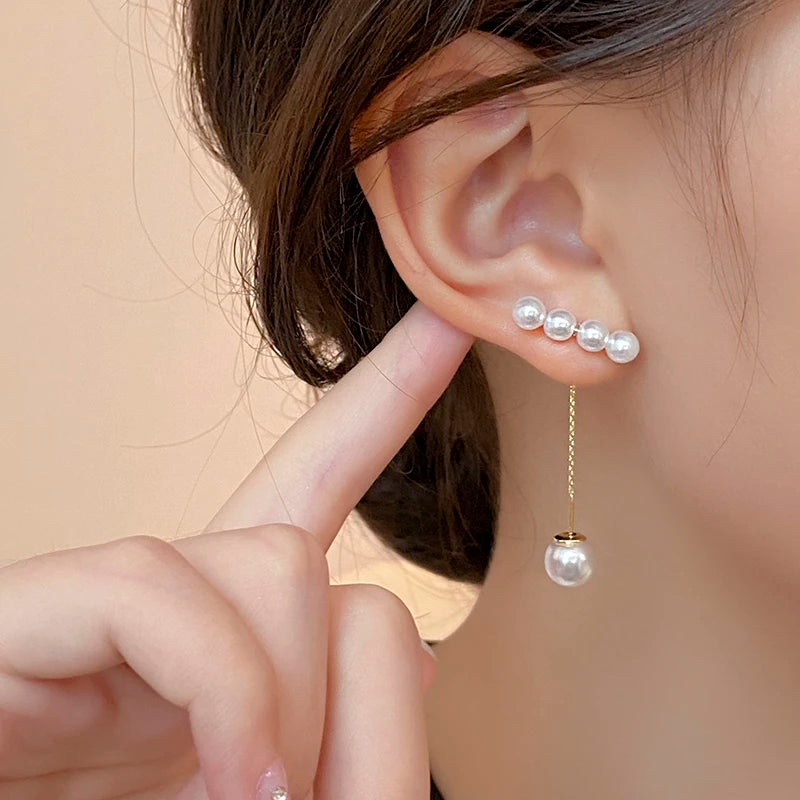 パールライン ロングドロップピアス【予約商品】