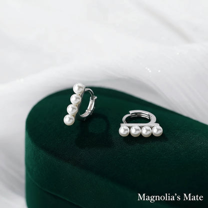 4 pearl hoop earrings in gold/silver [Fast delivery]