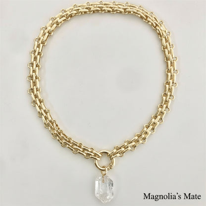 Baroque pearl heavy chain necklace gold/silver [Fast delivery]