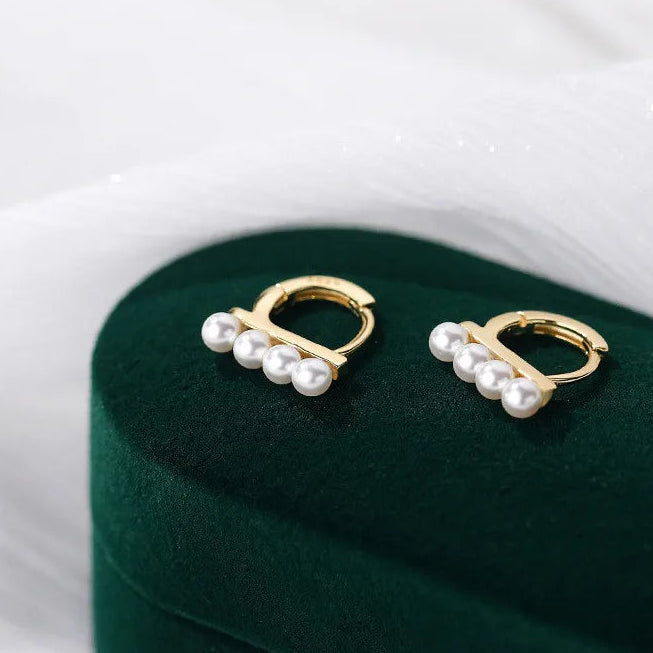 4 pearl hoop earrings in gold/silver [Fast delivery]
