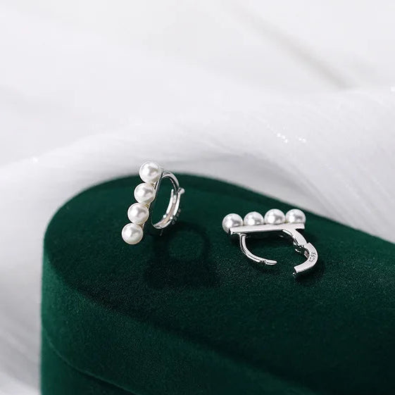 4 pearl hoop earrings in gold/silver [Fast delivery]
