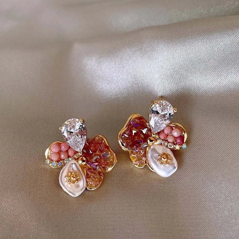カラービジューフラワーピアス【予約商品】