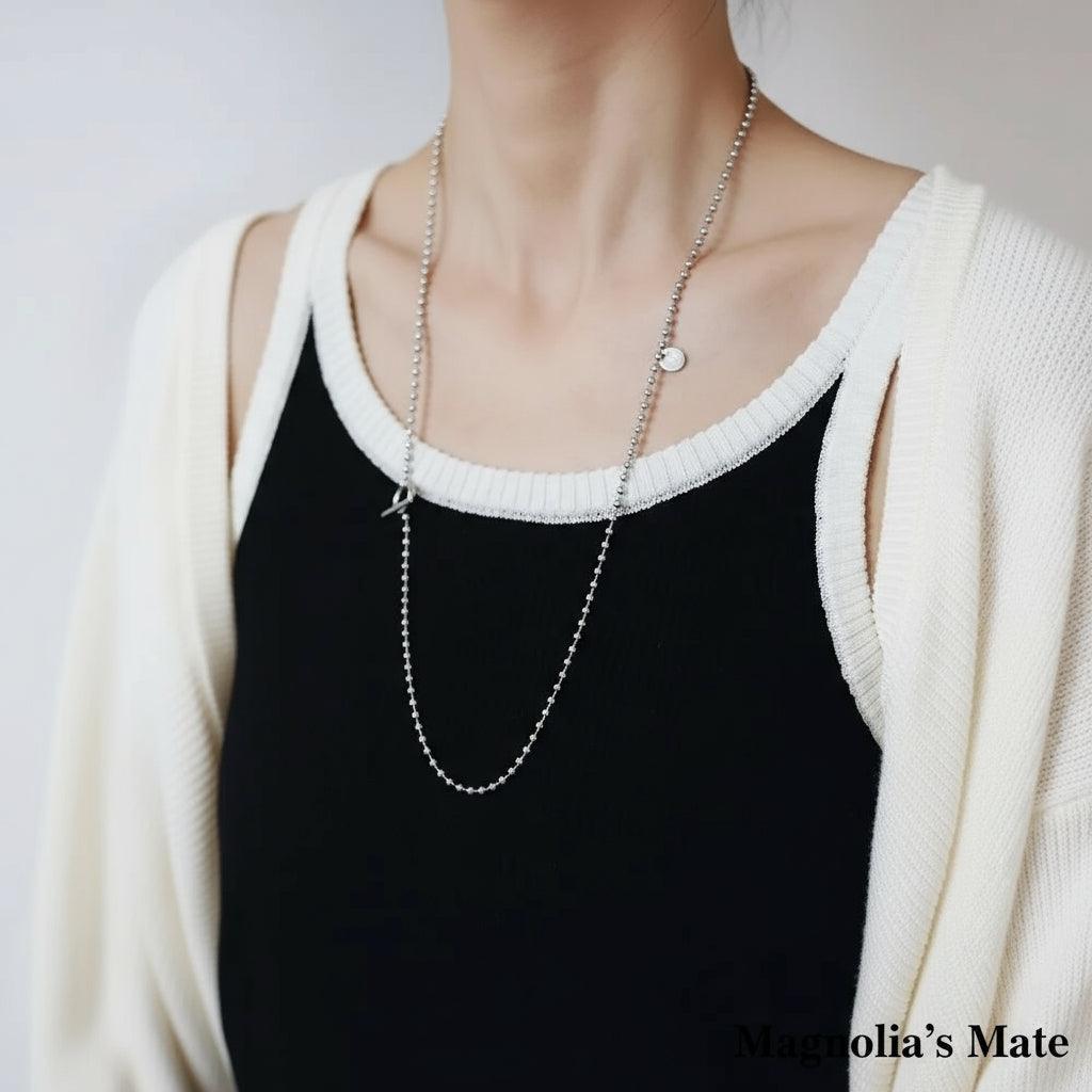 Adjustable Ball Chain 3-way Long Necklace Gold/Silver [Fast Shipping]
