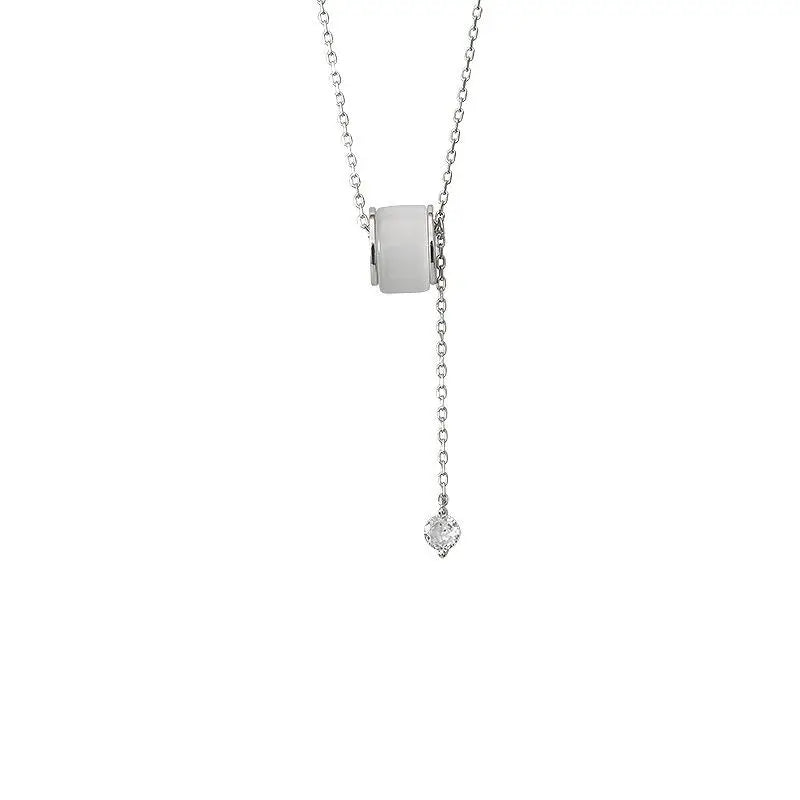 Dangling Opal &amp; Crystal Necklace Gold/Silver [Fast Shipping]