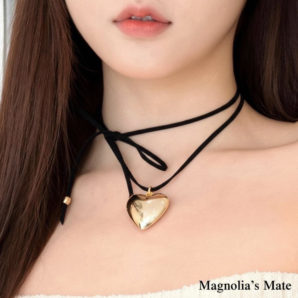 ハートチョーカーネックレス ゴールド/シルバー 【スピード配送