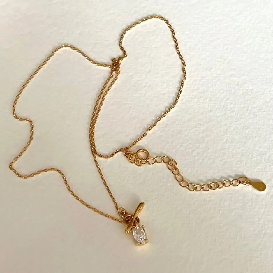 Mini Stone Mantel Necklace Gold/Silver [Pre-order Item]
