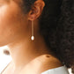 Long chain single freshwater pearl earrings in 3 colors [Pre-order item]