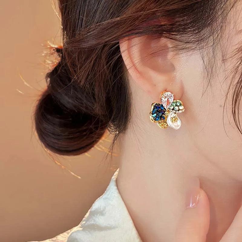 カラービジューフラワーピアス【予約商品】
