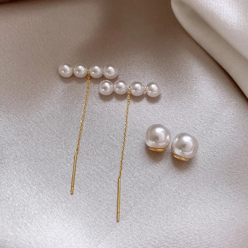 パールライン ロングドロップピアス【予約商品】