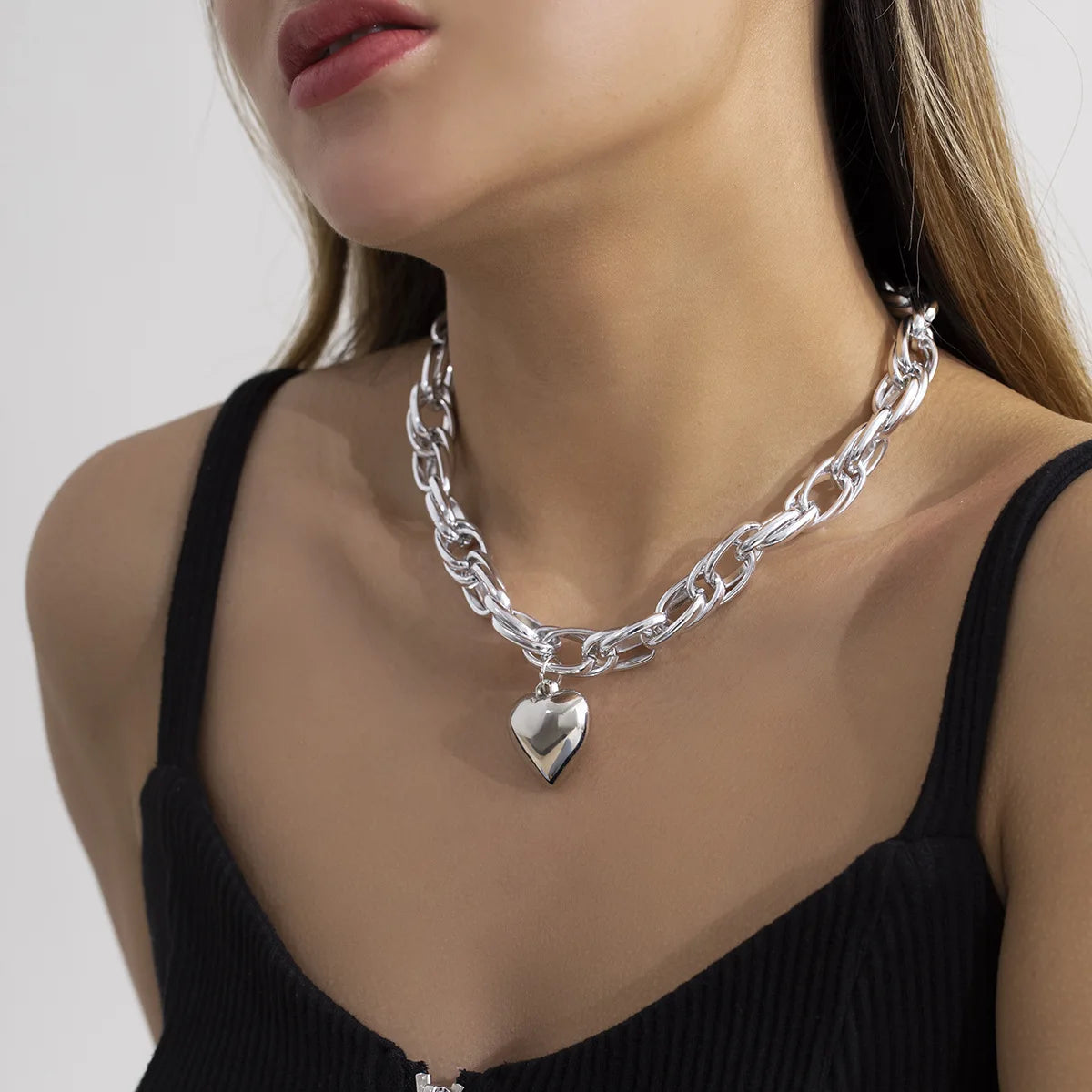Classic Heart Chain Necklace Silver/Gold [Pre-order Item]