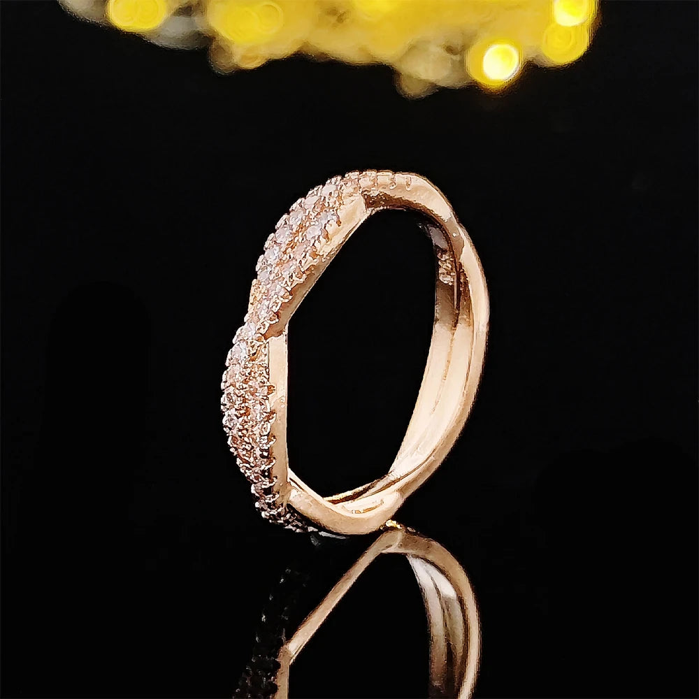 Vintage V-Cut Zircon Ring Silver/Rose Gold [Pre-order Item]