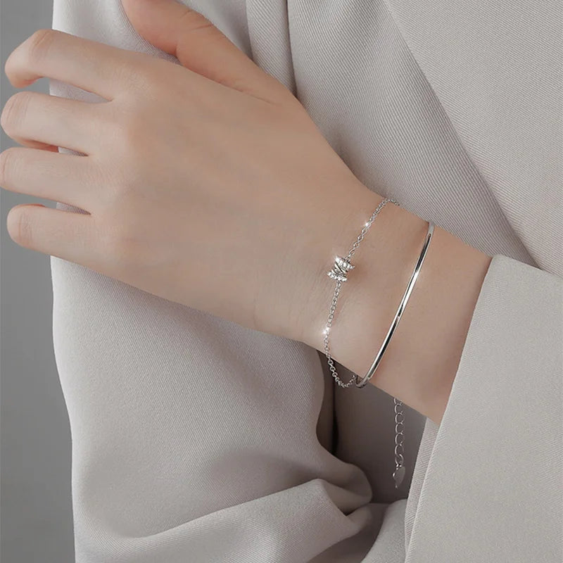 Slim Design Silver Band Bracelet Silver [Pre-order Item]