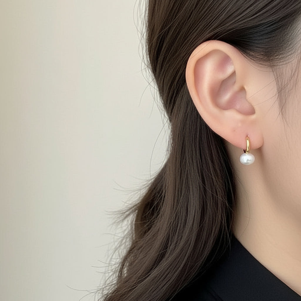 クラシカルオーバルパールピアス　ゴールド/シルバー　【予約商品】
