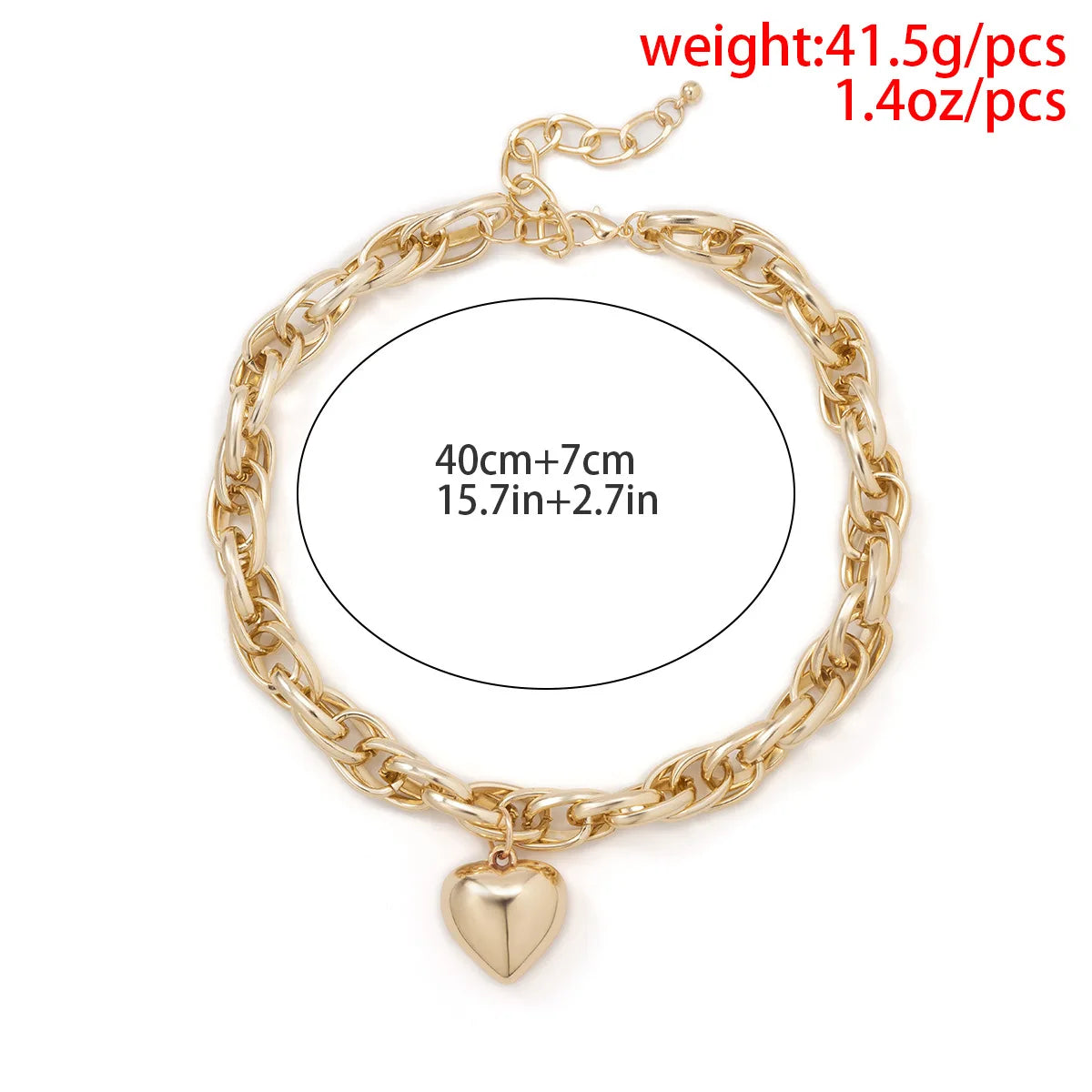 Classic Heart Chain Necklace Silver/Gold [Pre-order Item]