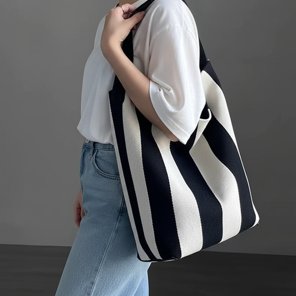 ナチュラルストライプバケットバッグ【予約商品】