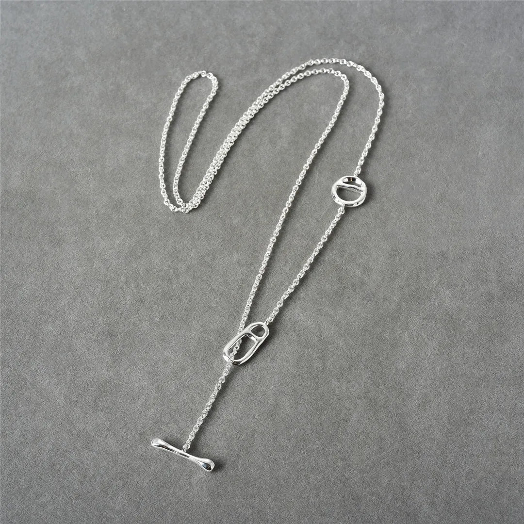 Simple Classic Lariat Necklace Silver/Gold [Pre-order Item]