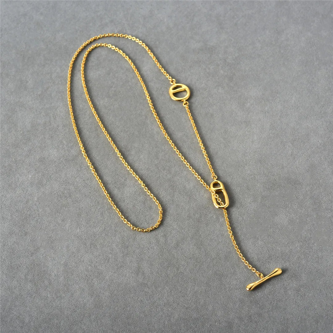 Simple Classic Lariat Necklace Silver/Gold [Pre-order Item]