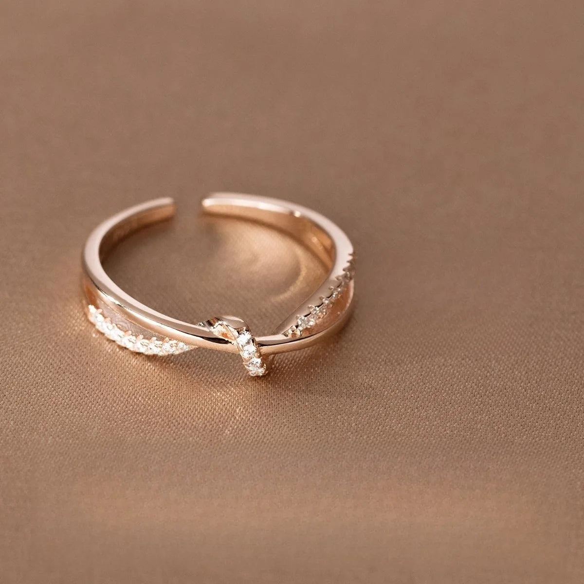 Cross Ribbon S925 Zircon Ring Silver/Rose Gold [Pre-order Item]