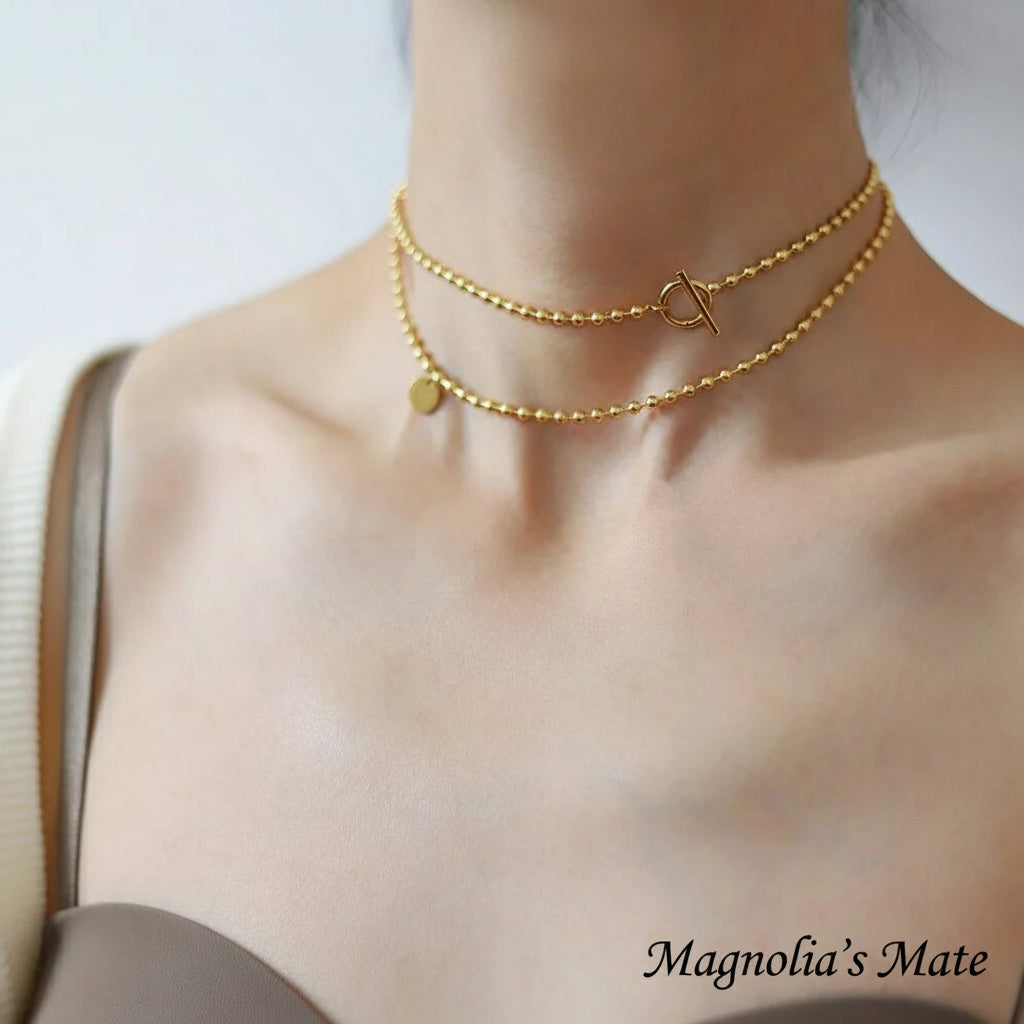 Adjustable Ball Chain 3-way Long Necklace Gold/Silver [Fast Shipping]
