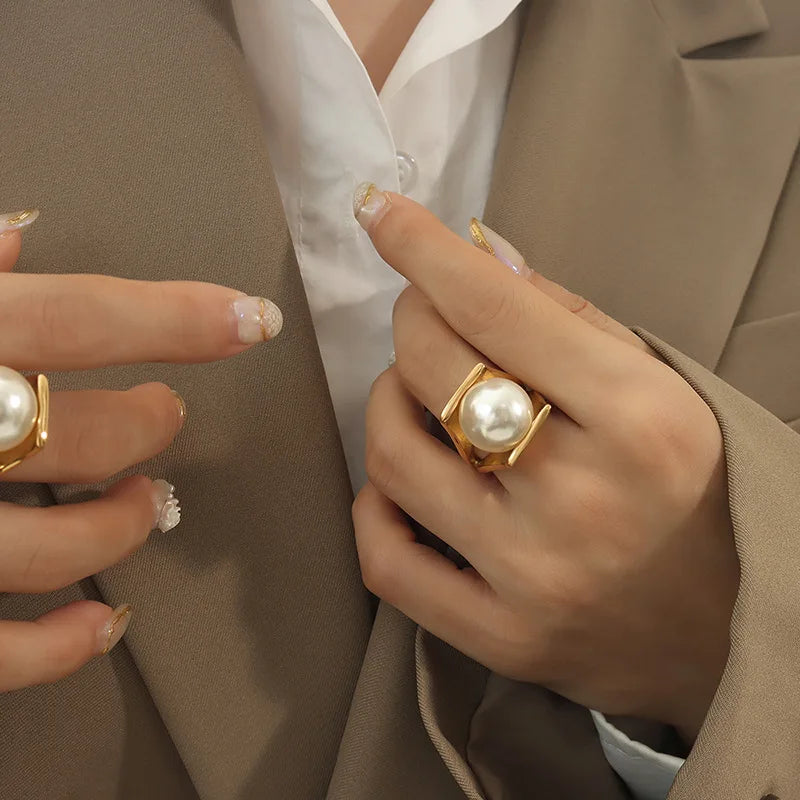 Drop pearl ring [Fast delivery]