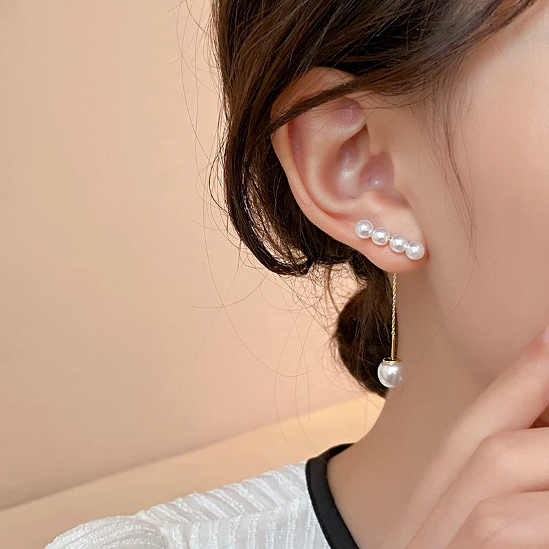 パールライン ロングドロップピアス【予約商品】