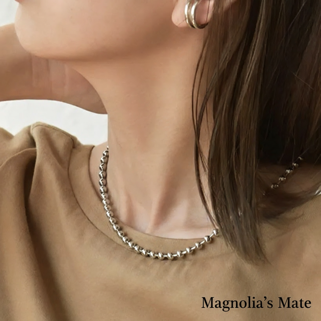 Middle Ball Chain Necklace Gold/Silver [Fast Shipping]