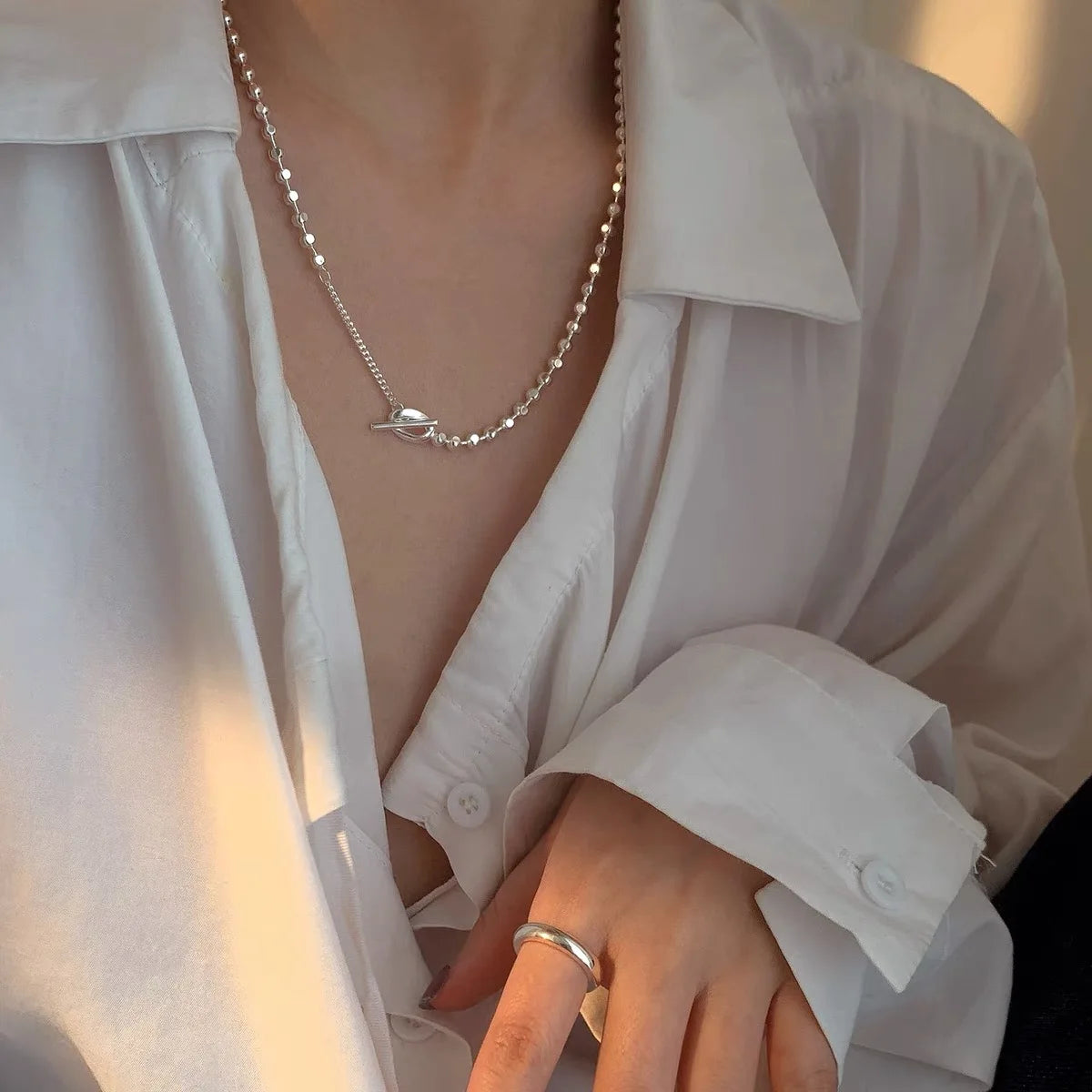 Minimal T Silver Chain Necklace [Pre-order item]