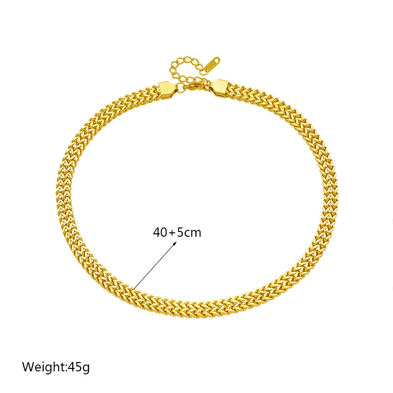 ヘリンボーンチェーンネックレス ゴールド　【予約商品】