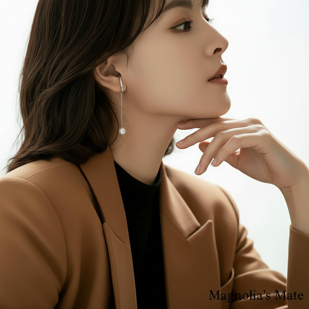 Swing Pearl Ear Cuff 2style Gold [Fast Shipping]