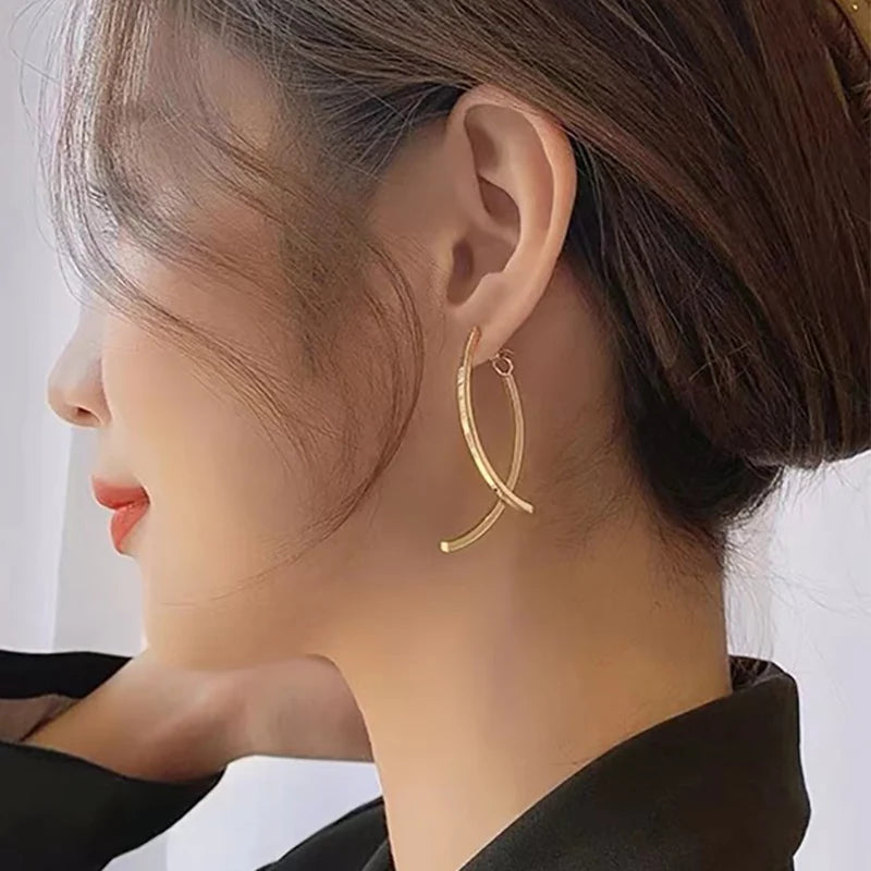 クロスライン ロングドロップピアス【予約商品】