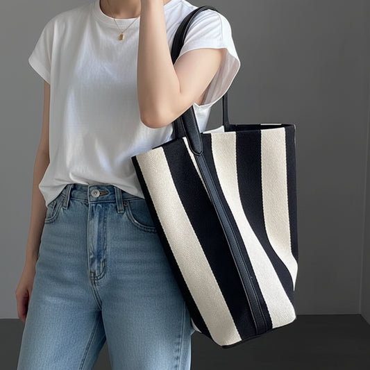 ナチュラルストライプバケットバッグ【予約商品】