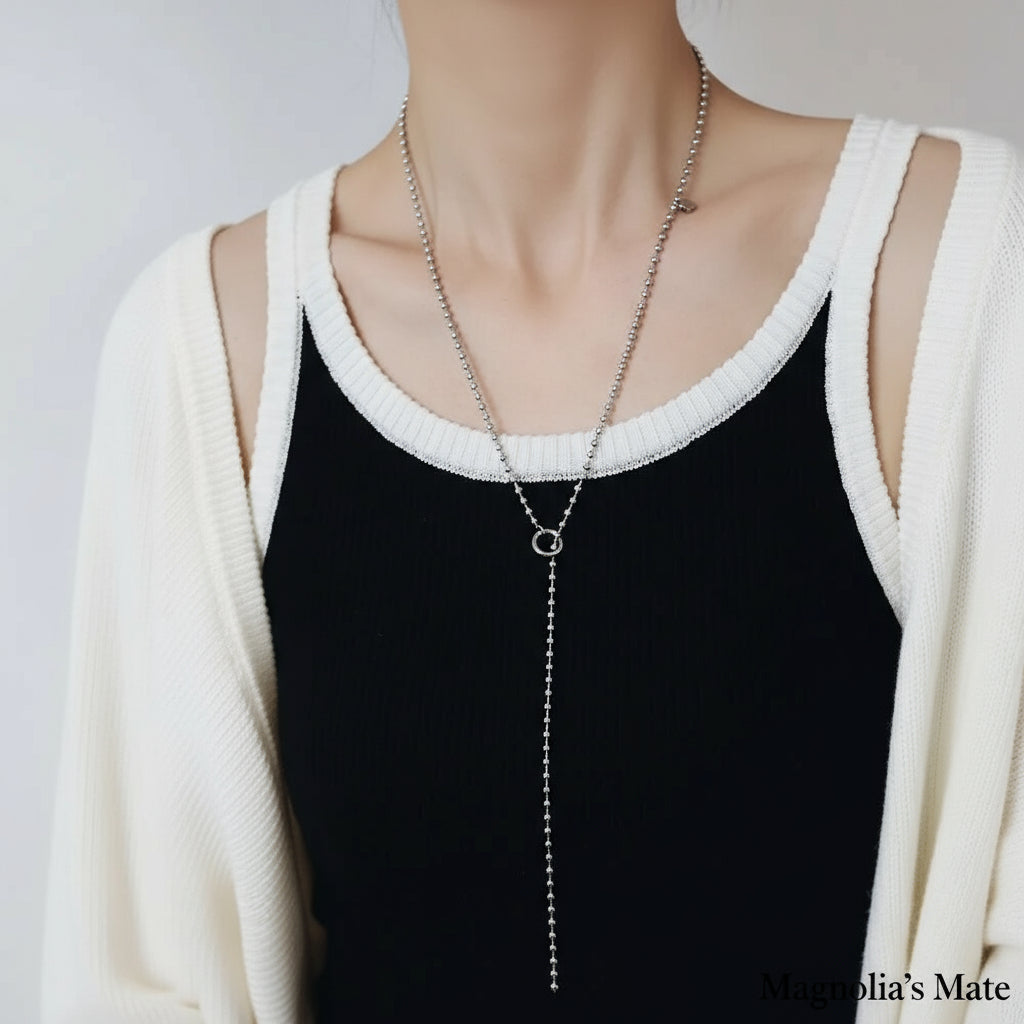 Adjustable Ball Chain 3-way Long Necklace Gold/Silver [Fast Shipping]