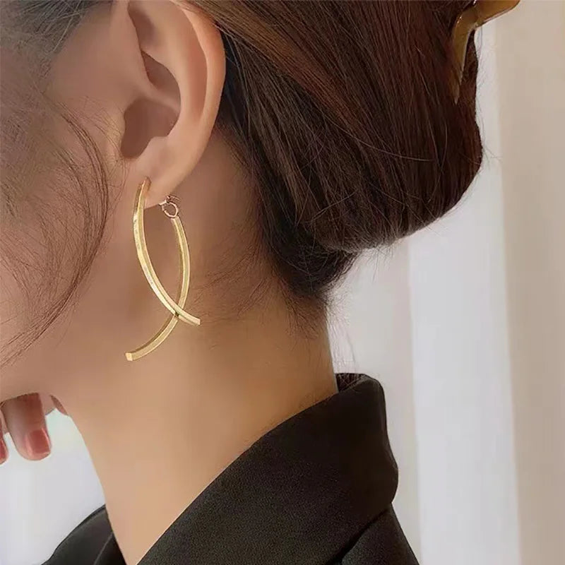 クロスライン ロングドロップピアス【予約商品】