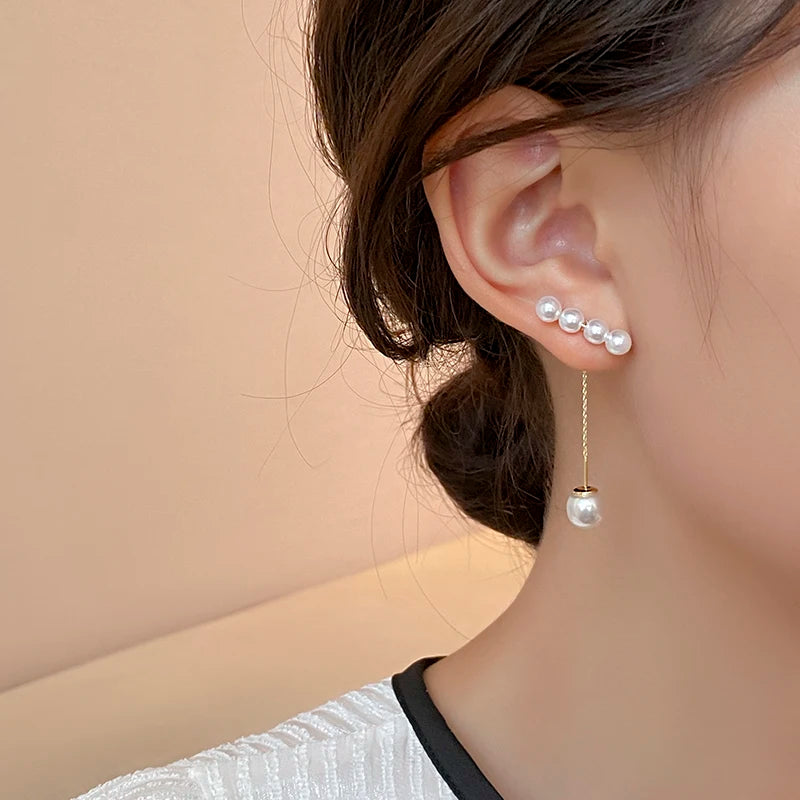 パールライン ロングドロップピアス【予約商品】