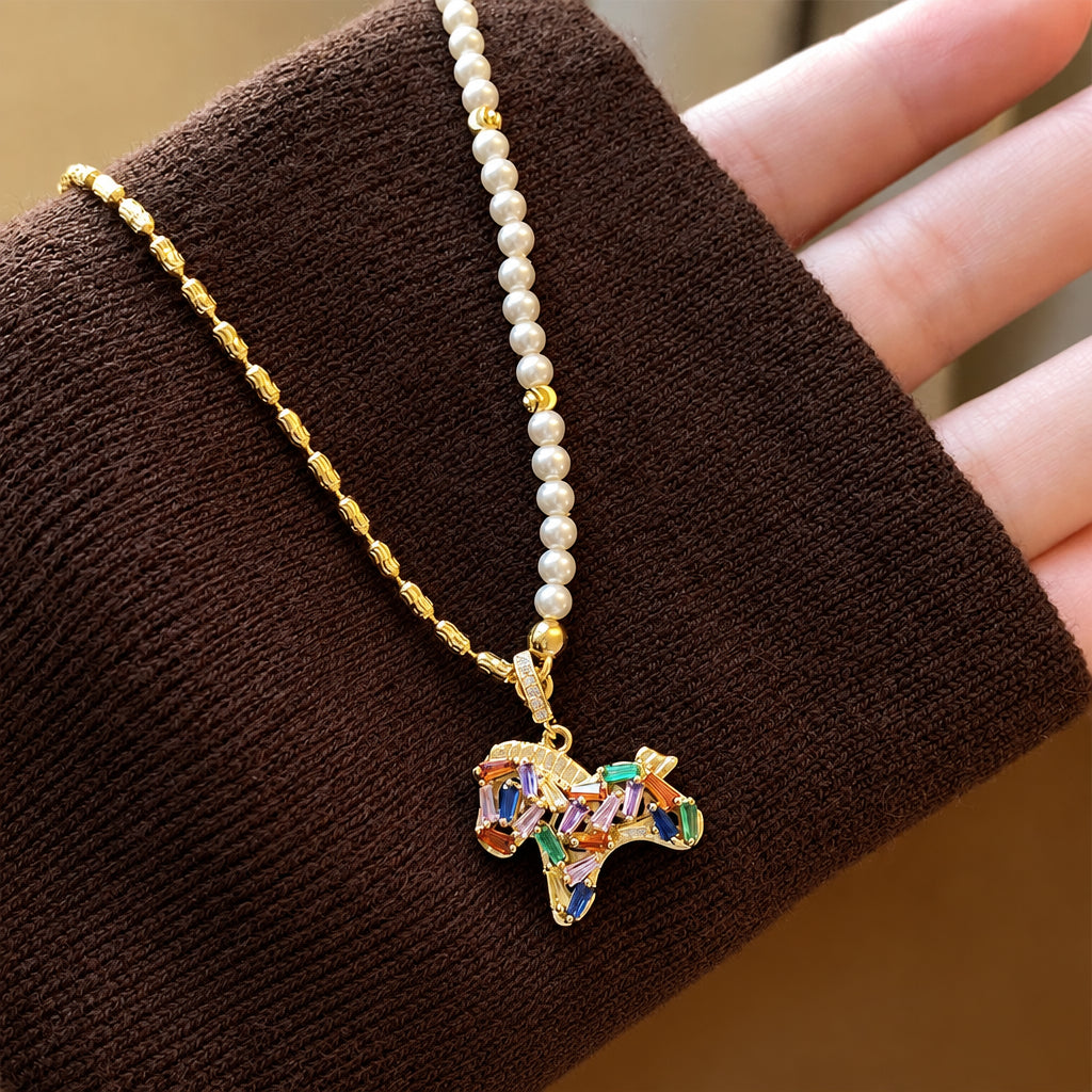 マルチカラー ホースモチーフアクセサリー｜ネックレス・ピアス【予約商品】