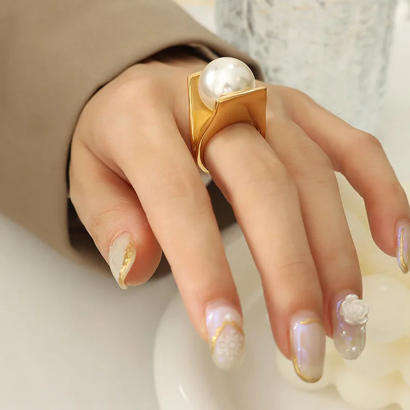 Drop pearl ring [Fast delivery]