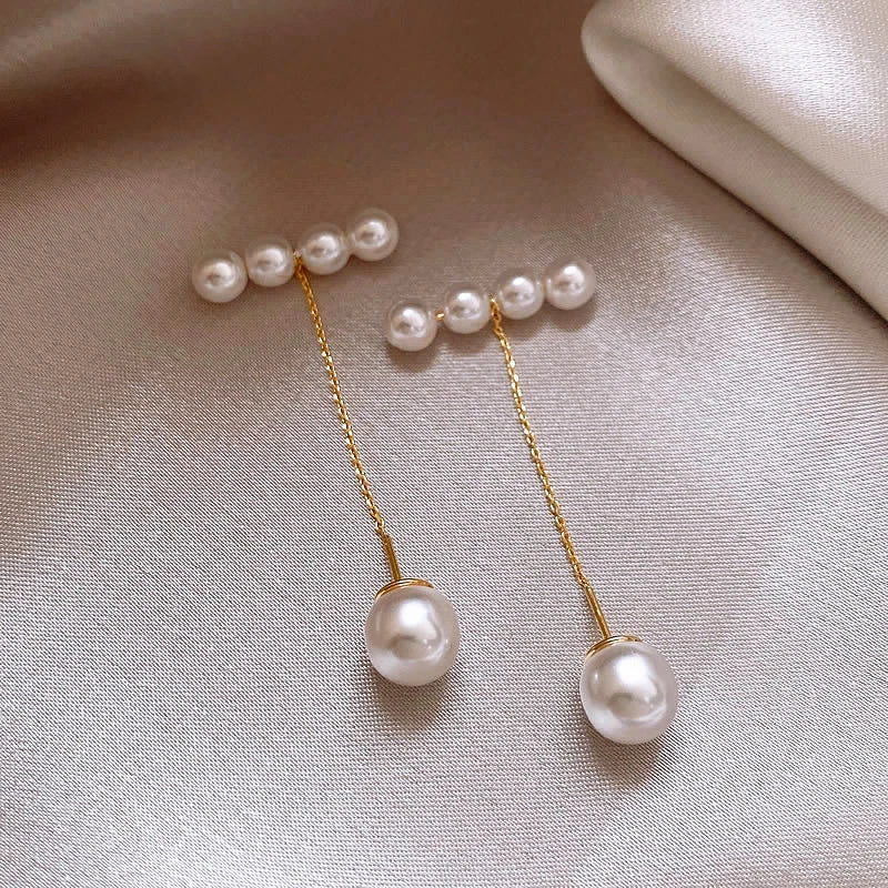 パールライン ロングドロップピアス【予約商品】