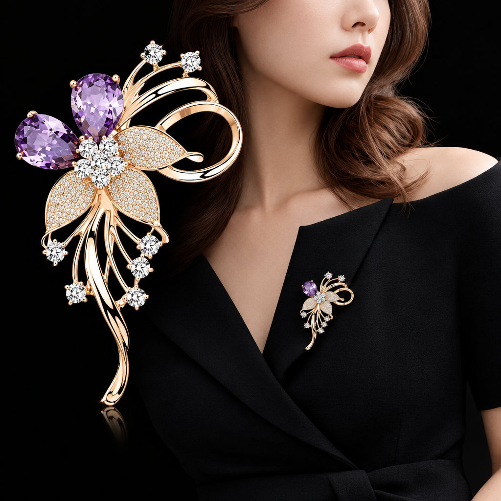 ジュエルフラワー リボンブローチ【予約商品】