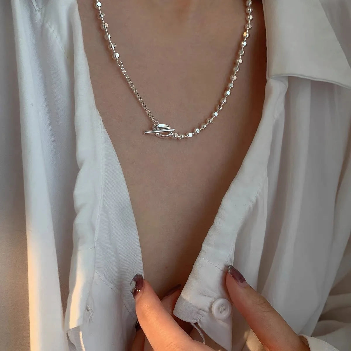Minimal T Silver Chain Necklace [Pre-order item]