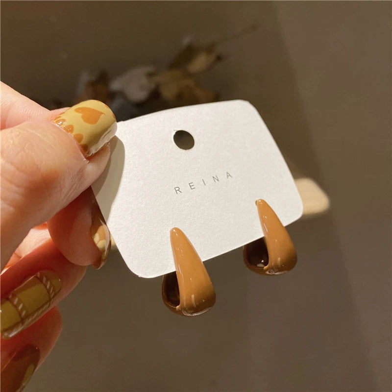 Drop Modern Earrings Brown/Ivory [Pre-order Item]