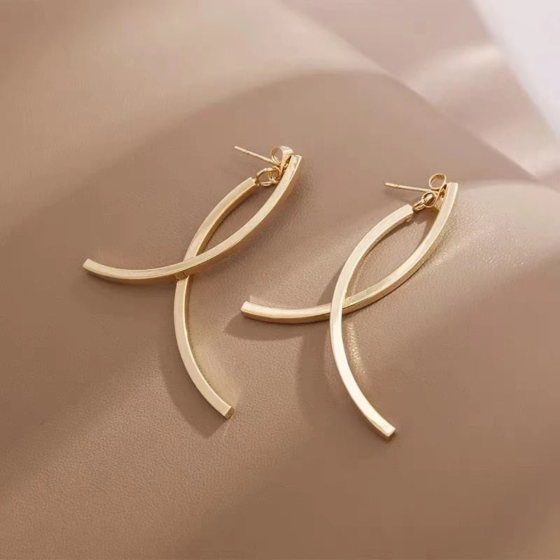 クロスライン ロングドロップピアス【予約商品】