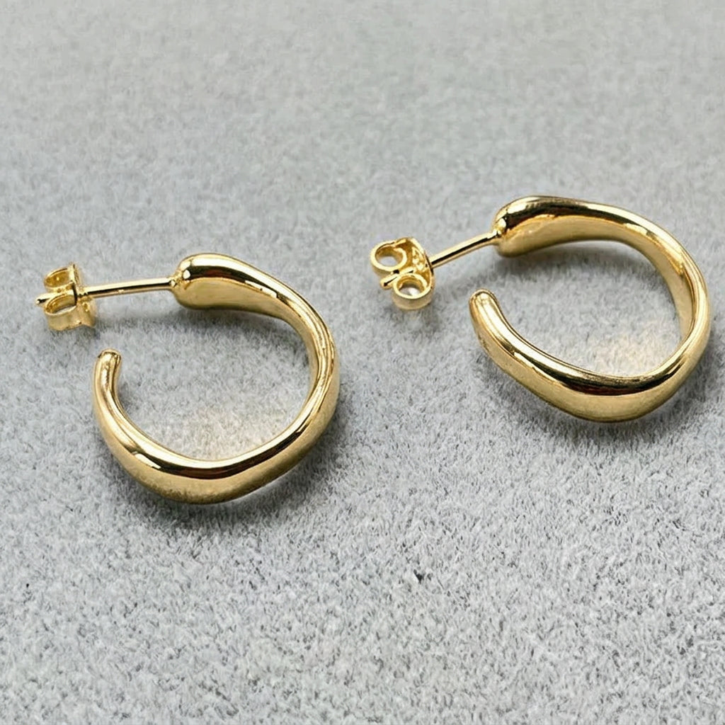 ニュアンスオーバルフープピアス【スピード配送】