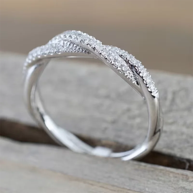 Vintage V-Cut Zircon Ring Silver/Rose Gold [Pre-order Item]