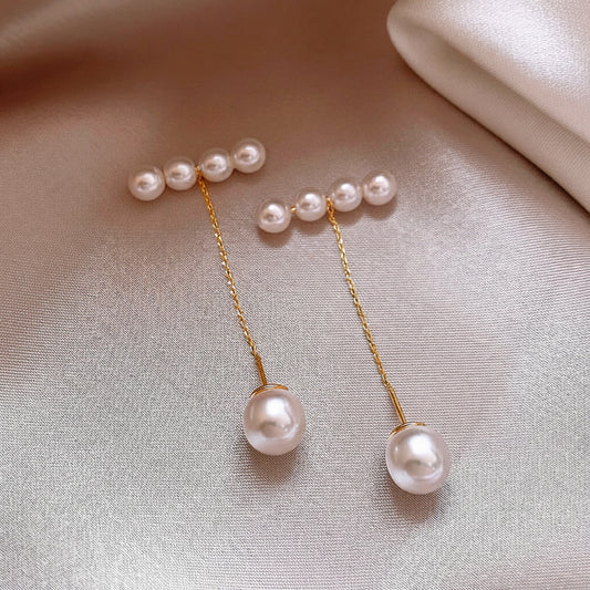 パールライン ロングドロップピアス【予約商品】