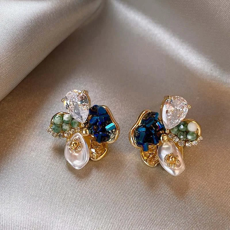 カラービジューフラワーピアス【予約商品】