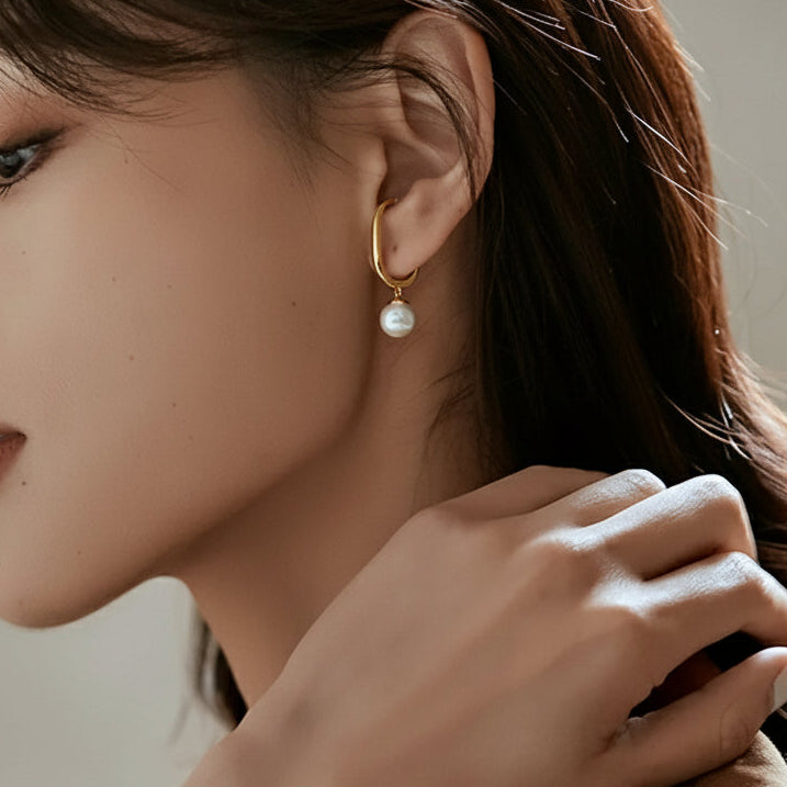 Swing Pearl Ear Cuff 2style Gold [Fast Shipping]