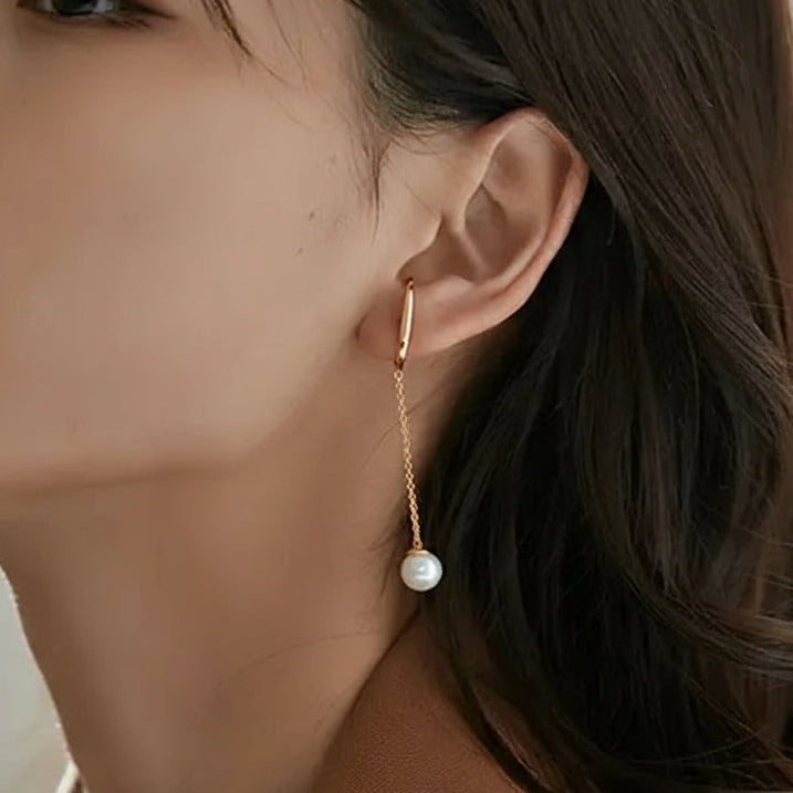 Swing Pearl Ear Cuff 2style Gold [Fast Shipping]