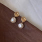 Nuance Round Freshwater Pearl Earrings Gold [Pre-order Item]