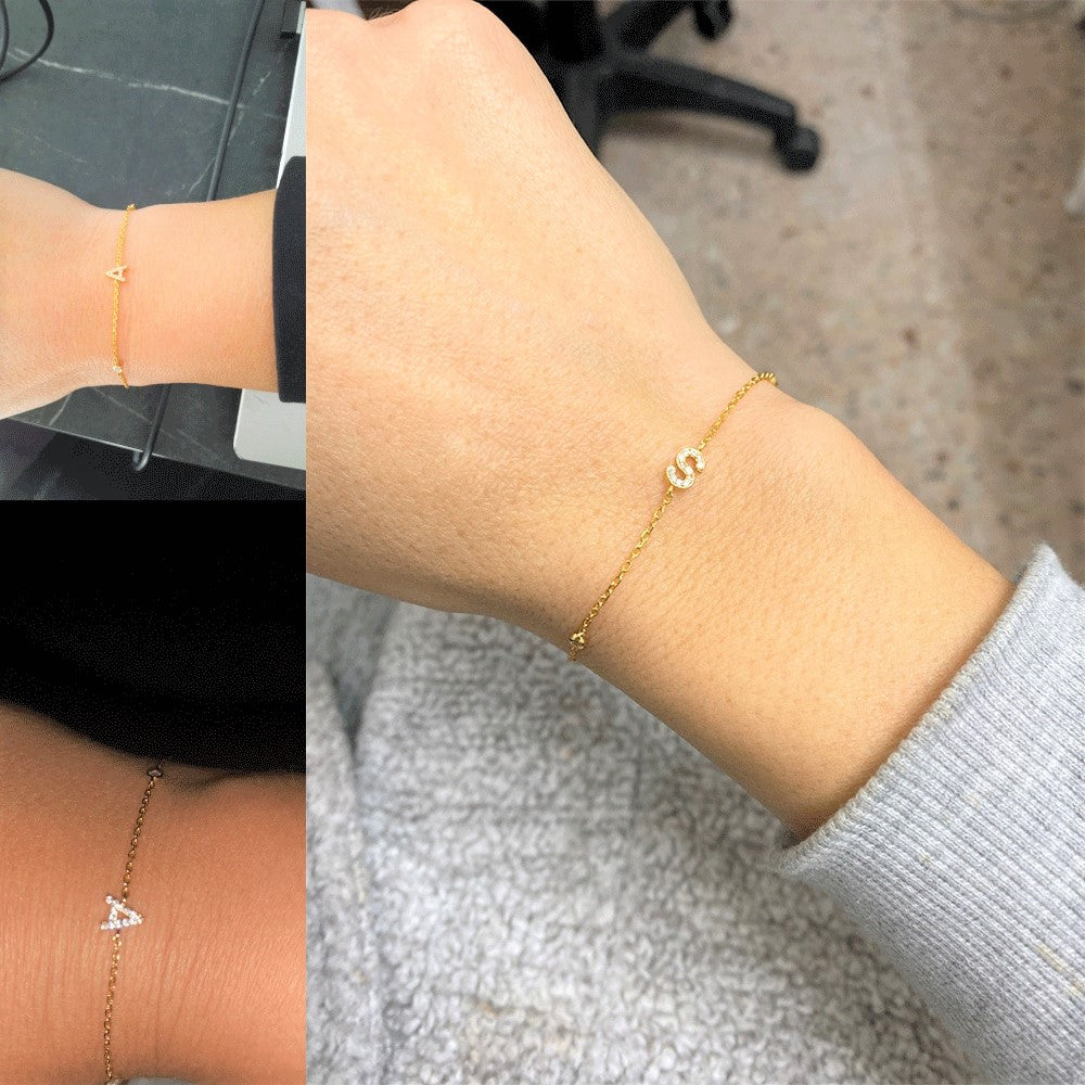 Initial Stone Bracelet Gold [Pre-order item]